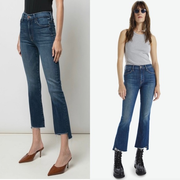MOTHER High Rise Stretch Denim Ankle Crop Step Fray Hem Bootcut Leg Jeans 25 - Picture 6 of 12